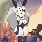2024 5_fingers alternate_costume angry anthro armwear bare_shoulders big_breasts big_eyes big_hair biped black_armwear black_body black_clothing black_elbow_gloves black_eyebrows black_fur black_gloves black_handwear black_legwear black_leotard black_thigh_highs bone bow_(feature) breasts bunny_costume carrot claw_fingers claws closed_frown clothed clothed_female clothed_humanoid clothing costume curved_eyebrows dark_body dark_fur digital_media_(artwork) disney duo ear_piercing ear_tag eda_clawthorne elbow_gloves extended_arm eyebrows eyelashes fake_ears fake_rabbit_ears fake_rabbit_tail fake_tail fangs female female_focus female_humanoid fingers fist food frown fur glistening glistening_eyes glistening_lips gloves gold_(metal) gold_tooth grey_hair hair handwear holding_object holding_suitcase huge_breasts huge_hair huge_hips humanoid humanoid_focus humanoid_pointy_ears iris king_clawthorne larger_female larger_humanoid legwear leotard light_hair lips lipstick long_hair makeup male male_anthro mature_female mature_humanoid mouth_closed neck_bow nerota not_furry_focus outside pale_skin piercing pink_lips pink_lipstick plant pointy_ears pointy_nose pupils screencap_edit size_difference skimpy skull skull_head smaller_anthro smaller_male standing suitcase teeth the_owl_house thick_eyebrows thick_thighs thigh_highs third-party_edit three-quarter_view titan_(the_owl_house) vegetable white_claws white_sclera wide_hipped_female wide_hipped_humanoid wide_hips witch_(the_owl_house) yellow_bow yellow_eyes