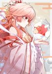  1girl absurdres arknights bare_shoulders chinese_clothes commentary_request coral_hair_ornament feixianji_(hairstyle) fish goldfish hair_ornament hair_rings hair_stick hanfu haruka_(arknights) haruka_(stranded_in_utopia)_(arknights) heizi highres jewelry long_hair long_sleeves looking_at_viewer official_alternate_costume pointy_ears shawl solo very_long_hair wide_sleeves 