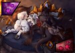 2_penises 4_toes 5_fingers after_sex alxmst anthro anthro_on_anthro anus balls big_breasts black_body black_nose black_scales blizzard_entertainment bodily_fluids breasts butt canid cum cum_from_vagina cum_in_vagina cum_inside curvy_figure dracthyr dragon erection european_mythology feet female female_penetrated fingers fur genital_fluids genitals grey_body grey_fur grey_hair group hair hi_res hindpaw huge_breasts humanoid_hands impregnation interspecies interspecies_impregnation licking lying male male/female mammal membrane_(anatomy) membranous_wings multi_genitalia multi_penis mythological_creature mythological_scalie mythology nipples nude nude_anthro nude_female nude_male on_back oral ovum ovum_with_heart paws penetration penile penis penis_lick scales scalie sex sperm_cell spiked_penis spikes spikes_(anatomy) thick_thighs toes tongue trio voluptuous vulva warcraft werecanid werecreature western_dragon wings worgen