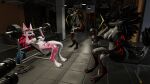 16:9 3d_(artwork) 4k absurd_res anthro areola armor athletic athletic_female athletic_male belly_tattoo big_breasts bikini bikini_thong biped black_bikini black_clothing black_eyes black_swimwear blender_(artwork) bodily_fluids bottomwear breasts brown_body brown_fur butt canid canid_demon canine canis claws clothed clothing colored_nails demon detailed_background digital_media_(artwork) domestic_dog duo ear_piercing eyelashes eyeliner facial_piercing feet female freckled_arms freckled_breasts freckled_butt freckled_chest freckled_face freckled_legs freckled_shoulders freckled_thighs freckles fur gold_piercing green_claws green_eyes green_nails green_pawpads green_sclera group gym hair hand_tattoo heart_eyes heart_symbol hellhound hi_res highlights_(coloring) hound_helldan hybrid jennifer_(hound_helldan) jewelry leg_tattoo makeup male mammal markings muscular muscular_male muscular_thighs mythological_canine mythological_creature mythology nails natural_breasts nose_piercing nose_ring novabeast pawpads piercing pink_nails red_eyeliner red_eyes red_hair red_highlights ring_piercing shorts slim small_waist solo sweat swimwear tail tattoo thick_thighs thong toe_claws toes towel trio two-piece_swimsuit underwear watermark whiskers white_body widescreen