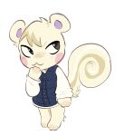2026 :3 animal_crossing anthro big_tail black_eyes blue_clothing blue_topwear blue_vest blush chibi clothed clothing colored_sketch countershade_hair coy digital_media_(artwork) eyeshadow fur hand_on_chin hi_res izzy-paw leg_tuft looking_away makeup male mammal markings marshal_(animal_crossing) minimal_shading nintendo noseless pantsless partially_clothed paws pink_blush purple_inner_ear rodent round_ears sciurid sketch solo standing striped_markings striped_tail stripes tail tail_markings tail_swirl tail_tuft thinking topwear tree_squirrel tuft vest white_body white_ears white_fur white_legs white_paws white_sleeves white_tail