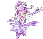  1girl arm_warmers bow brooch cure_sword dokidoki!_precure hair_ornament heart heart_brooch jewelry kenzaki_makoto lowres magical_girl official_art open_mouth precure purple_arm_warmers purple_bow purple_eyes purple_hair smile solo spade_hair_ornament takahashi_akira transparent_background 