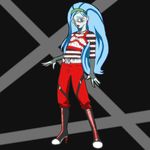  1girl artist_request blue_eyes blue_hair blue_skin earrings female full_body ghoulia_yelps glasses jewelry looking_at_viewer md5_mismatch monster_high red_lipstick simple_background solo zombie 