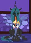  absurd_res badumsquish blonde_hair blue_eyes changeling_(mlp) duo earth_pony equid equine eyes_closed eyeshadow female feral friendship_is_magic green_eyeshadow green_hair hair hasbro hi_res horn horse insect_wings looking_down looking_up makeup male mammal my_little_pony pony queen_chrysalis_(mlp) star_tracker_(mlp) wings 