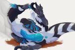 animal_genitalia anus big_penis black_body blue_anus blue_body blue_feathers blue_penis claws dinosaur dromaeosaurid feathered_scalie feathers feet feet_up feral foot_lick genital_slit genitals grass hi_res hindpaw knot licking male owishka pawpads paws penis personal_grooming plant prehistoric_species reptile rock saurischian scalie simple_background solo talons theropod toe_claws toe_lick toes tongue tongue_out