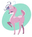  2015 ambiguous_gender antlers cervine deer eyes_closed feral fur girly horn mammal pink_fur plain_background salkitten solo white_background 