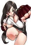  black_hair bouncing_breasts breasts brown_eyes cleavage final_fantasy final_fantasy_vii fingerless_gloves gloves ion_(cation) large_breasts long_hair panties punching simple_background solo thighs tifa_lockhart underboob underwear very_long_hair white_background white_panties 
