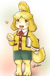  animal_crossing blonde_hair breasts brown_eyes fur hair isabelle_(animal_crossing) kemono nintendo setouchi_kurage video_games yellow_fur 