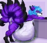  absurd_res anthro balls belly body_reliefs butt canid canine canis digestion digestion_noises dominant duo fatal_vore fox fox_spirit genitals hi_res imminent_death kaspher male mammal nyx_tsuharami pingopony preasure purple rumbling_stomach vore wolf 