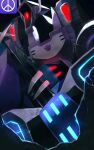  claws commentary decepticon glowing glowing_eyes hammer highres insignia mecha one-eyed one-eyed_mecha red_eyes robot science_fiction shockwave_(transformers) transformers transformers:_animated war_hammer weapon zus64ru90ridi6y 
