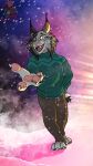  absurd_res anthro bottomwear brown_bottomwear brown_clothing brown_pants canada_lynx clothing creepy_smile dante_paws disney felid feline fur green_clothing green_eyes green_sweater green_topwear grey_body grey_fur hand_out hand_outstretched hi_res imminent_death inviting_viewer light_source lynx male mammal pants pawbert_lynxley paws pink_lighting pointy_ears smile snow snowing solo sweater topwear venom venom_injector zootopia 
