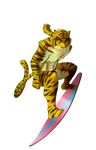  anthro big_muscles blue_eyes clothing feline mammal morenatsu muscles plain_background surf swimsuit torahiko_ooshima 
