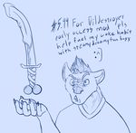  5_fingers anthro canine clothing dildo english_text hair keryth male mammal melee_weapon open_mouth sex_toy shirt sketch solo sword text vein weapon 