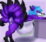  abdominal_bulge absurd_res after_vore balls belly body_reliefs burp_cloud burping butt canid canine canis digestion digestion_noises dominant duo fox fox_spirit genitals hi_res kaspher male mammal nyx_tsuharami pingopony preasure purple rumbling_stomach vore wolf 