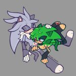  1:1 anthro clothed clothing collar copii_chaotix duo fellatio hand_on_head legwear looking_pleasured male male/male manic_the_hedgehog oral partially_clothed penile sega sex silver_the_hedgehog sonic_the_hedgehog_(series) sonic_underground stockings 