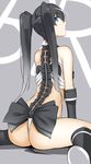  arm_support ass bad_id bad_pixiv_id bare_shoulders blue_eyes bow from_behind koko_shiguma long_hair looking_at_viewer looking_back original sitting solo twintails wariza 