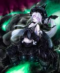  amputee breasts destroyer_hime double_amputee hair_ornament highres kantai_collection long_hair looking_at_viewer mouth_hold purple_eyes shinkaisei-kan silver_hair skirt small_breasts solo thighhighs tsukineko very_long_hair 