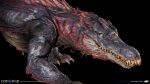  2022 3d_(artwork) absurd_res ambiguous_gender andrew_ariza artist_name black_background blue_body blue_scales claws close-up concept_art copyright_name copyright_symbol crocodilian dark_body dark_scales detailed digital_media_(artwork) dragon dreki_(gow) feral gills god_of_war god_of_war_ragnarok hi_res logo monster mythological_creature mythological_scalie mythology official_art orange_sclera overbite pupils quadruped reptile scales scalie scar simple_background slit_pupils snout solo sony_corporation sony_interactive_entertainment spines symbol teeth text visible_teeth yellow_eyes 