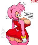  2026 accessory amy_rose anthro artist_name big_breasts big_butt black_eyebrows black_eyes black_nose bodily_fluids bracelet breasts butt cel_shading clothing clothing_pull colored dialogue digital_media_(artwork) dress dress_pull english_text eulipotyphlan evrc eyebrows eyelashes female gloves gold_(metal) gold_bracelet gold_jewelry hair hair_accessory hairband handwear hedgehog hi_res jewelry looking_at_butt looking_at_own_butt looking_back looking_back_at_self mammal multicolored_body open_mouth pink_body pink_ears pink_hair pink_tail pixel_(artwork) portrait rear_view red_clothing red_dress red_hairband scut_tail sega shaded short_tail simple_background solo sonic_the_hedgehog_(series) sweat sweatdrop tail tan_body text thick_thighs three-quarter_portrait tight_clothing two_tone_body white_background white_clothing white_gloves white_handwear 
