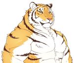  abs anthro biceps chest_tuft feline fur giraffe_(artist) male mammal muscles pecs tiger tuft 