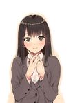  bad_id bad_twitter_id black_eyes black_hair blush fingers_together hareno_chiame long_hair looking_at_viewer school_uniform smile solo upper_body 