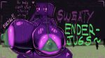  absurd_res areola big_breasts bikini bikini_top black_body bodily_fluids breasts clothing enderman english_text exclamation_point eyelashes female hi_res huge_breasts humanoid microsoft minecraft mojang not_furry onomatopoeia pink_areola pink_eyes solo sound_effects sweat sweaty_breasts swimwear text two-piece_swimsuit xbox_game_studios zeraniumz 