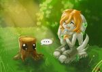 ... 1girl anklet basset_hound black_nose bracelet closed_eyes commentary digitigrade dog_girl dog_tail english_commentary freedom_planet freedom_planet_1 furry furry_female grass jewelry long_animal_ears milla_basset orange_hair seiza sitting tail tinyredsquirrel tree_stump white_fur 