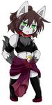  anthro brown_hair clothing female geiru_mirua green_eyes hair kemono legwear nintendo plain_background pok&eacute;mon pok&eacute;morph solo stockings video_games white_background 