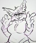  2026 4_fingers absurd_res anthro bobcat breasts bubsy_(series) bubsy_bobcat claws clothed clothed_anthro clothed_female clothing crossgender exclamation_point facial_tuft fangs felid feline female female_anthro fingers hair hi_res inner_ear_fluff looking_at_viewer lynx mammal mtf_crossgender narrowed_eyes open_mouth shyshyoctavia sketch solo sweater teeth topwear tuft 