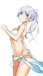  bad_id bad_pixiv_id bikini blue_eyes cowboy_shot koko_shiguma long_hair navel no_scar ponytail rwby simple_background solo swimsuit weiss_schnee white_background white_bikini white_hair 