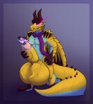 2025 2_horns 3_fingers 3_toes almost_fully_inside ambiguous_anthro ambiguous_gender ambiguous_prey anthro anthro_pred anthro_prey ball_bulge balls bazi_narvik big_balls big_claws big_penis biped blue_body blue_countershading border brown_claws brown_horn brown_spikes capcom chest_spike claws cock_vore countershade_tail countershade_torso countershading digitigrade dragon duo elder_dragon erection eye_trail fanged_wyvern feet fillinek fingers flesh_fang front_view genitals glans gradient_background gradient_border grey_body grey_scales grin hand_on_hip hand_on_own_hip hand_on_own_penis hand_on_penis hi_res horn huge_balls huge_penis humanoid_genitalia humanoid_penis hyper hyper_balls hyper_genitalia hyper_penis inside_balls inside_penis larger_anthro larger_male larger_pred looking_at_another male male/ambiguous male_anthro male_pred monster_hunter mostly_nude mostly_nude_anthro mostly_nude_male multi_limb multicolored_body multicolored_scales mythological_creature mythological_scalie mythology neck_spikes no_sclera penile penis pink_glans plated_scales pupils purple_background purple_eyes purple_scarf scales scalie scarf scarf_only shagaru_magala simple_background size_difference smaller_ambiguous smaller_anthro smile spiked_tail spikes spikes_(anatomy) standing tail thick_penis thick_tail tobi-kadachi toes two_tone_body two_tone_scales urethral_bulge vain_kadachi ventral_scales vore winged_arms wings yellow_balls yellow_penis 