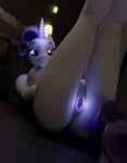  3d_(artwork) anthro bedroom_eyes breasts butt digital_media_(artwork) equid equine female friendship_is_magic genitals hasbro hi_res horn horse legs_together low-angle_view magic mammal my_little_pony narrowed_eyes nude papayathekobold pony rarity_(mlp) seductive solo spread_vulva spreading stare vulva 