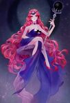  bishoujo_senshi_sailor_moon breasts cleavage dress heather37 high_heels highres large_breasts long_dress long_hair no_socks pink_hair queen_beryl solo very_long_hair 