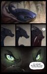 2026 angry blue_eyes bodily_fluids cave claws comic dialogue dragon english_text european_mythology feral finger_claws flawseer frill_(anatomy) glory_(wof) hi_res inside long_neck long_tail lying membrane_(anatomy) membranous_frill membranous_wings mythological_creature mythological_scalie mythology nose_spike on_back pupils rainwing_(wof) sad scalie scroll shaded signature slit_pupils snout solo speech_bubble tail tears text western_dragon wings wings_of_fire