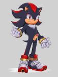 2024 absurd_res anthro balls black_body black_nose clothing digital_drawing_(artwork) digital_media_(artwork) erection eulipotyphlan fist footwear frown genitals gloves handwear hedgehog hi_res humanoid_genitalia humanoid_penis looking_at_viewer male mammal penis red_body red_eyes sega shadow_the_hedgehog shoes silentmist solo sonic_the_hedgehog_(series) standing