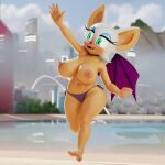 1:1 2024 3d_(artwork) anthro areola back_wings barefoot bat big_breasts big_ears bikini bikini_bottom bikini_bottom_only breasts choker city cityscape clothed clothing colored_nails detailed_background digital_media_(artwork) eyelashes eyeshadow fangs feet female fingernails gesture green_eyes hair hairless_body hi_res jewelry lips lpyro9 makeup mammal membrane_(anatomy) membranous_wings nails navel necklace nipples open_mouth outside pink_fingernails pink_nails pink_toenails plantigrade purple_bikini_bottom purple_clothing purple_swimwear rouge_the_bat sega side-tie_bikini solo sonic_the_hedgehog_(series) string_bikini swimwear teeth toenails toes topless topless_anthro topless_female two-piece_swimsuit water waving white_hair wide_hips wings