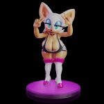 1:1 3d_(artwork) animated anthro athletic_wear bat bent_over big_breasts big_butt big_ears black_background black_bottomwear black_bra black_clothing black_gym_shorts black_shorts black_sports_bra black_underwear blue_eyeshadow boots bottomwear bra breasts butt choker cleavage clothed clothed_anthro clothed_female clothing digital_media_(artwork) eyelashes eyeshadow fangs female footwear full-length_portrait fur glistening glistening_body glistening_skin green_eyes gym_bottomwear gym_shorts hair hairless_body high_heeled_boots high_heels huge_breasts jewelry leaning leaning_forward legwear light_body light_skin lpyro9 makeup mammal midriff necklace open_mouth open_smile portrait rouge_the_bat sega shoes shorts simple_background smile solo sonic_the_hedgehog_(series) sports_bra tail teeth thick_thighs thigh_boots thigh_highs turntable_(animation) two_fingers_up under_boob underwear white_body white_boots white_clothing white_footwear white_fur white_hair