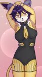 alternative_fashion anthro artsysaber black_hair clothing eeveelution female fishnet_clothing fluffy fluffy_hair generation_1_pokemon generation_2_pokemon goth hair horn houndoom hybrid_pokemon jolteon muscular muscular_arms muscular_female neck_tuft nephele_the_joltedoom nintendo pokemon pokemon_(species) red_eyes solo tuft yellow_body