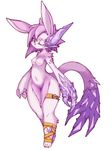  female fur hair higoro kemono lagomorph mammal nude one_eye_closed purple_eyes purple_fur purple_hair rabbit 