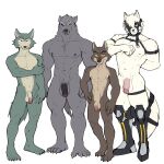 1:1 3_toes 4_fingers 5_fingers 5_toes absurd_res anthro balls beastars blaidd_(elden_ring) boots canid canine canis casual_nudity circumcised claws clothing crossover digital_media_(artwork) dreamworks elden_ring feet finger_claws fingers flaccid footwear foreskin fromsoftware front_view fur genitals grey_body grey_fur group group_nudity harness hi_res humanoid_genitalia humanoid_penis jrjresq leather leather_strap legoshi_(beastars) lineup looking_at_viewer male mammal mechanical_leg mihoyo mostly_nude mr._wolf_(the_bad_guys) muscular muscular_male narrowed_eyes navel nipples nude nude_male pecs penis scar shoes simple_background standing straps tail the_bad_guys thiren toe_claws toes von_lycaon white_background white_body white_fur wolf zenless_zone_zero