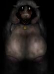 analog_horror animatronic anthro big_breasts blood blood_on_face bodily_fluids bovid breasts caprine creepy creepy_face creepy_smile female hi_res horror_(theme) huge_breasts hyper hyper_breasts leaning leaning_forward looking_at_viewer m4n machine mammal monster nipples remake robot scary sha_(twf) sheep smile smiling_at_viewer solo teeth the_walten_files undead vein veiny_breasts