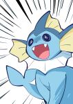 2026 absurd_res ambiguous_gender blue_body cute_fangs digital_media_(artwork) eeveelution fangs feral fin frill_(anatomy) generation_1_pokemon hi_res komanyachi nintendo open_mouth pokemon pokemon_(species) reaction_image solo speed_lines tail teeth tongue vaporeon