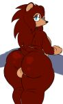 aidantheredpanda anthro balls big_breasts big_butt blue_eyes breasts brown_body brown_fur butt eulipotyphlan fur genitals hedgehog huge_butt intersex mammal nude shayla_the_hedgehog simple_background solo white_background