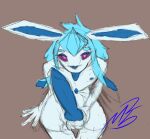 2026 animal_genitalia animal_penis azushark balls big_penis blep blue_body blue_fur blue_hair blue_inner_ear blue_nipples blue_nose blue_penis blue_tongue brown_background canine_genitalia canine_penis digital_drawing_(artwork) digital_media_(artwork) eeveelution english_description fan_character fur generation_4_pokemon genitals glaceon hair hand_on_penis humanoid_hands knot knotted_penis looking_at_viewer looking_up looking_up_at_viewer male nintendo nipples north_(azushark) nude_anthro nude_male penis pokemon pokemon_(species) purple_eyes simple_background sketch solo tongue tongue_out