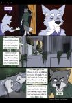 3_toes 4_fingers age_difference andreas_(spiritofash) anthro black_nose blue_body blue_eyes blue_fur canid canine canis clothed clothed_anthro clothed_male clothing comic dialogue duo english_text feet fingers fur grey_body grey_fur hi_res hindpaw humanoid_hands male mammal multicolored_body multicolored_fur paws praying shaking shirt speech_bubble spiritofash tail teeth temple text therion_(spiritofash) toes topwear tremble_spikes trembling tunic two_tone_body two_tone_fur white_body white_fur wolf