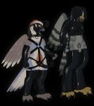 accipitrid accipitriform andromorph andromorph_dominating_gynomorph anthro arms_tied avian ball_gag balls bdsm beak bird black_background black_body black_clothing black_collar black_dildo black_feathers black_gloves black_handwear black_harness blue_beak blue_body blue_feathers blue_tail bondage bound breasts brown_scutes buteoposting chastity_cage chastity_device clothing collar dildo dominant dominant_andromorph dominant_intersex duo feathers full-length_portrait gag gagged genitals gimp_mask gimp_suit gloves green_body green_feathers grey_balls gynomorph handwear harness hi_res holding_leash holding_object intersex latex latex_clothing latex_gloves latex_handwear latex_legwear latex_mask latex_shirt latex_stockings latex_topwear leash leashed_collar legwear mask mastectomy_scar multicolored_body multicolored_feathers orange_body orange_feathers portrait scar scutes sex_toy shirt simple_background spiked_collar spikes standing stockings strapon submissive submissive_anthro submissive_gynomorph submissive_intersex tail tan_body tan_feathers topwear trans_(lore) trans_man_(lore) trans_woman_(lore) yellow_beak yellow_scutes