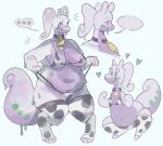 2024 5_fingers animal_print animal_print_bikini animal_print_thigh_highs antennae_(anatomy) anthro bare_shoulders belly big_belly big_breasts bikini bikini_thong black_collar blush blush_lines breasts cheek_spots cleavage closed_smile clothed clothing clothing_pull collar collarbone countershading cow_print cow_print_bikini cow_print_thigh_highs cow_print_thong cowbell digitigrade dripping_slime ellipsis emanata eyebrows eyelashes feet female female_anthro fingers generation_6_pokemon goodra green_blush green_eyes green_slime green_spots heart_symbol hi_res hindpaw legwear love_handles micro_bikini mouth_closed navel nintendo overweight overweight_anthro overweight_female pattern_bikini pattern_clothing pattern_legwear pattern_swimwear pattern_thigh_highs paws pinup pokemon pokemon_(species) pose purple_body purple_skin reverse_countershading shaded side_boob side_view simple_background slime smile smirk soft_shading solo speech_bubble spots swimwear tail tail_swirl thick_arms thick_tail thick_thighs thigh_highs thong thong_pull three-quarter_view toeless_thigh_highs two-piece_swimsuit under_boob underwear underwear_pull white_background wide_hips wolfertinger