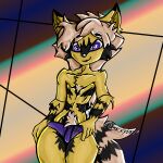 1:1 anthro arthropod bee black_body femboy hair hi_res hymenopteran insect lackydayz male purple_eyes solo white_hair yellow_body