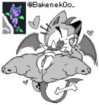 accessory anthro bakenek0o bone_accessory clitoris collar demon domestic_cat felid feline felis female floating furgonomics genitals heart_symbol horn lying mammal membrane_(anatomy) membranous_wings mischievous_kitties on_back one_eye_closed pawpads solo spade_tail spiked_collar spikes spread_legs spreading tail tail_accessory tail_ornament tongue tongue_out vulva wings wink