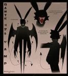 2023 3_fingers ambiguous_anthro ambiguous_gender anthro back_wings black_body black_clothing black_fur black_jacket black_topwear character_bio character_name cheek_tuft clothing collar_tag dante_(wolfertinger) demon demonic english_text facial_tuft fangs fingers front_view full-length_portrait fur gradient_background greyscale gums hare hi_res horror_(theme) jacket lagomorph leporid long_ears long_fingers long_legs long_sleeves long_tail looking_at_viewer mammal membrane_(anatomy) membranous_wings model_sheet monochrome monster open_mouth pointy_ears pointy_feet pointy_fingers portrait rabbit_ears red_eyes red_sclera scary shadow_creature shadow_face side_view signature silhouette simple_background solo spade_tail sweater tail tall teeth text thin_tail topwear torn_wing trans_(lore) trans_man_(lore) tuft turtleneck unavailable_at_source vampire wings wolfertinger